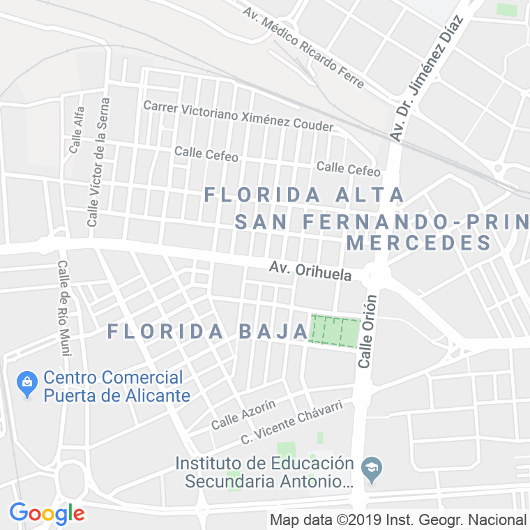 Código Postal calle Orihuela, avenida (Impares Del 1 Al Final) en Alacant/Alicante