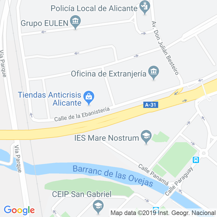 Código Postal calle Ebanisteria, La en Alacant/Alicante