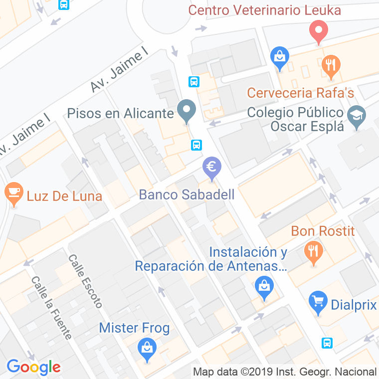 Código Postal calle Diagonal en Alacant/Alicante