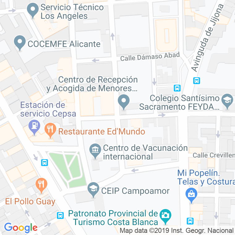 Código Postal calle Capitan Quintanilla en Alacant/Alicante