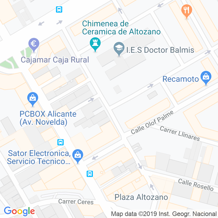 Código Postal calle Ceramica en Alacant/Alicante