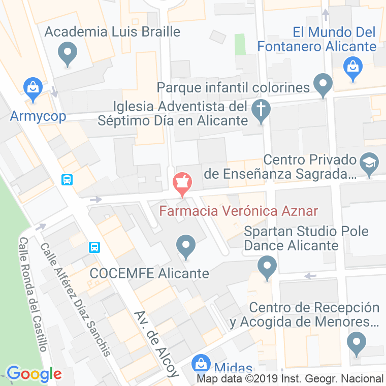 Código Postal calle Cronista Joaquin Collia en Alacant/Alicante