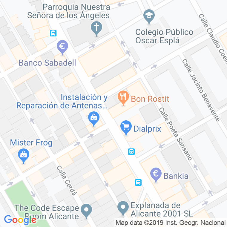 Código Postal calle Distrito, Del, pasaje en Alacant/Alicante