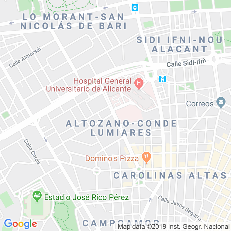 Código Postal calle Pintor Baeza en Alacant/Alicante