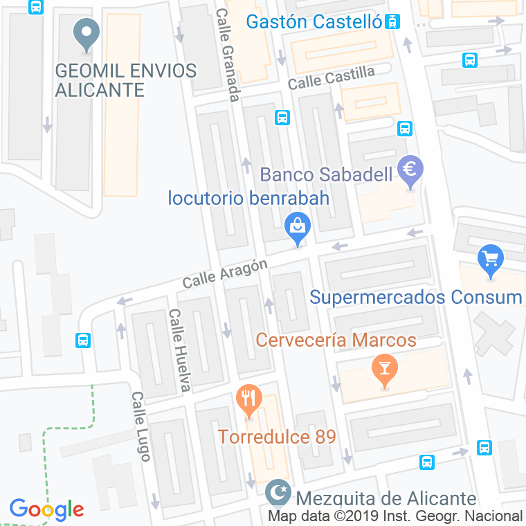 Código Postal calle Aragon en Alacant/Alicante