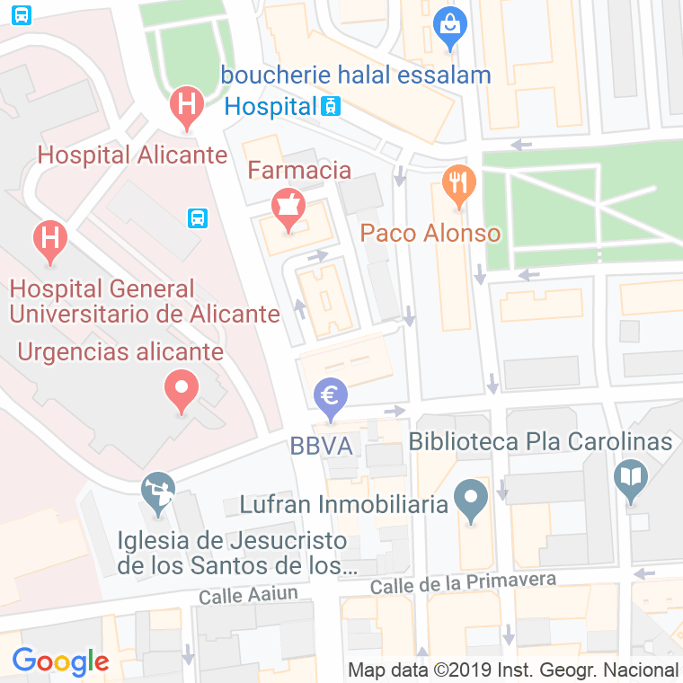 Código Postal calle Algorfa en Alacant/Alicante