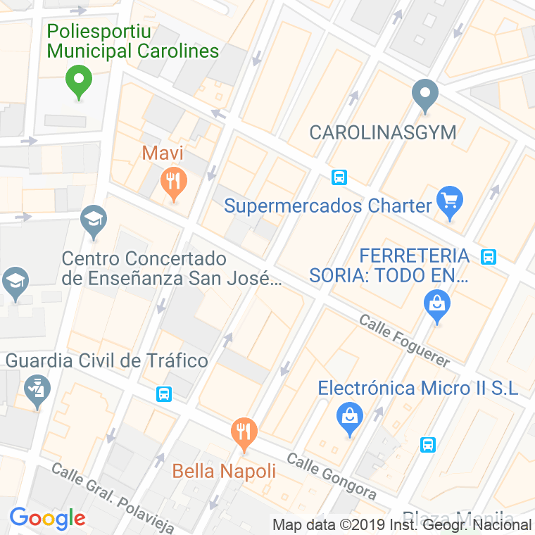 Código Postal calle Foguerer en Alacant/Alicante