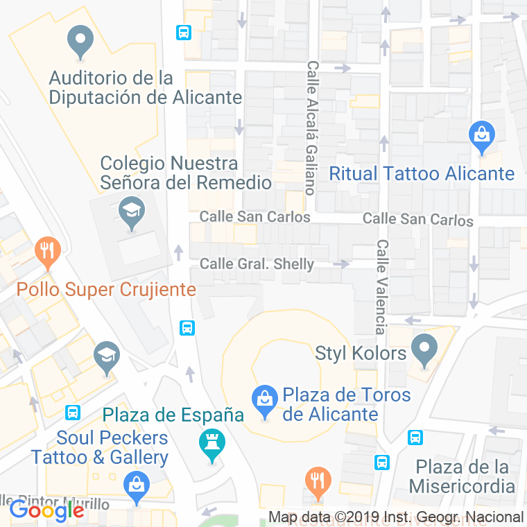 Código Postal calle General Shelli en Alacant/Alicante