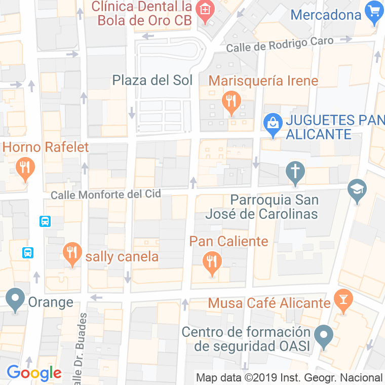 Código Postal calle Monforte Del Cid en Alacant/Alicante