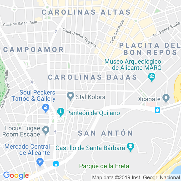 Código Postal calle San Carlos   (Impares Del 67 Al Final)  (Pares Del 64 Al Final) en Alacant/Alicante