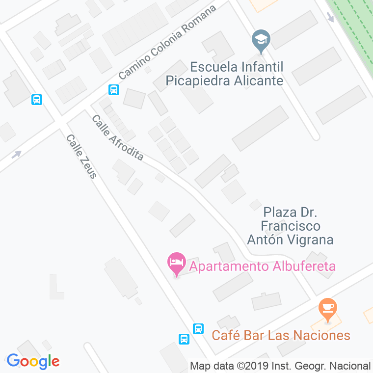 Código Postal calle Afrodita en Alacant/Alicante