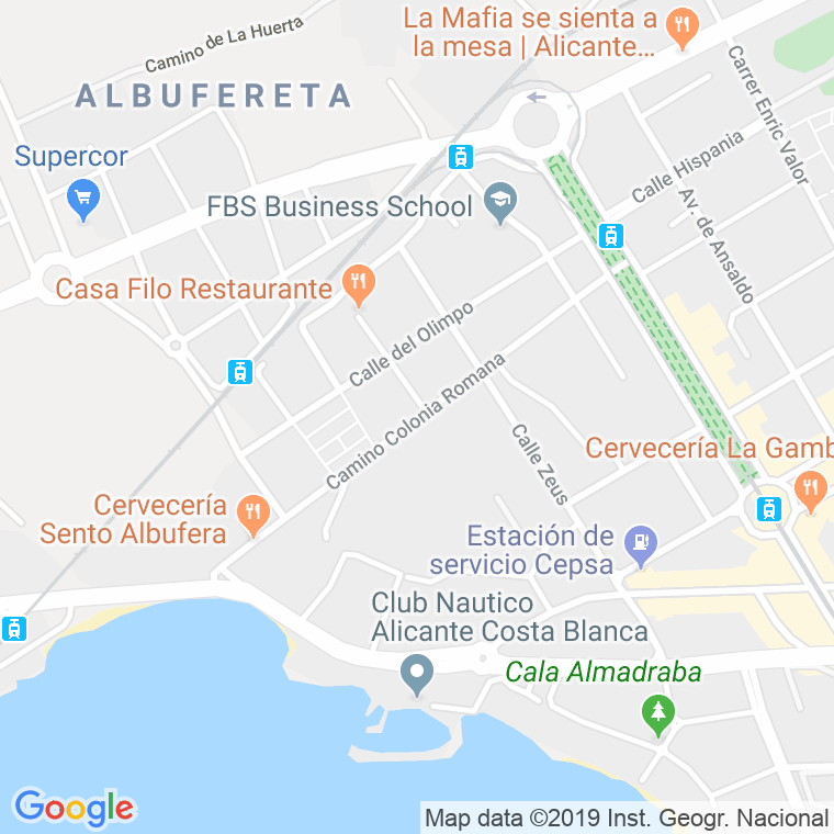 Código Postal calle Colonia Romana, camino (Impares Del 1 Al 37)  (Pares Del 2 Al 36) en Alacant/Alicante