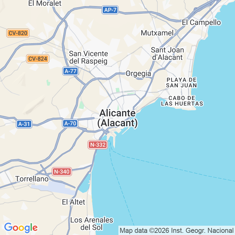 Código postal de Camino en Medio en Alicante