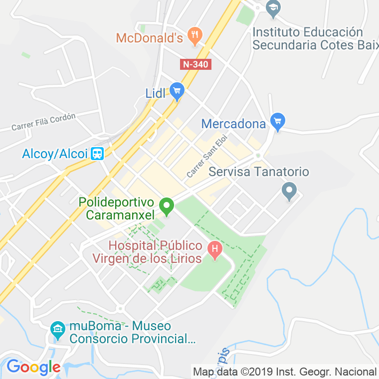 Código Postal calle Hispanitat en Alcoi/Alcoy