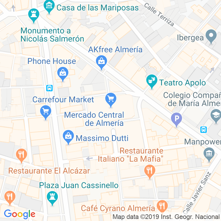 Código Postal calle Central, mercado en Almería