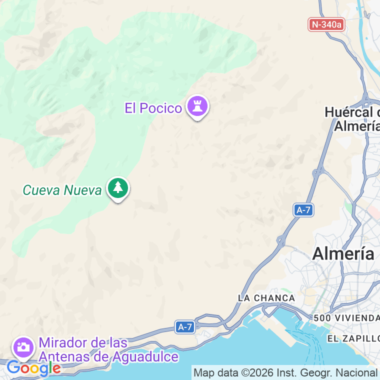 Código postal de Regocijos   (impares del 141 al Final)  (pares del 120 al Final) en Almería