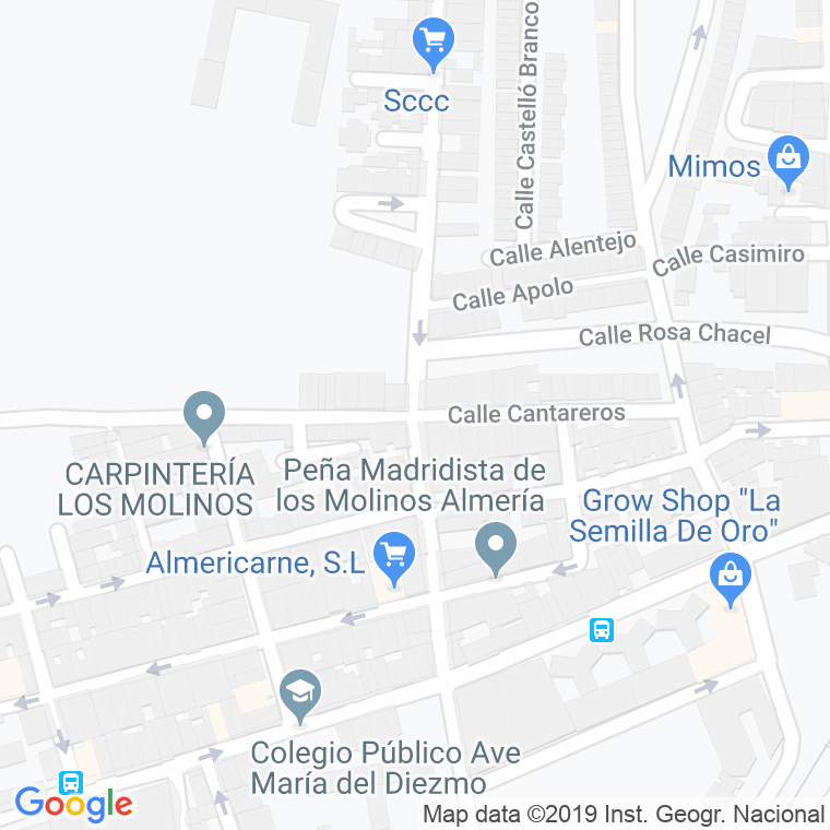 Código Postal calle Cantareros en Almería