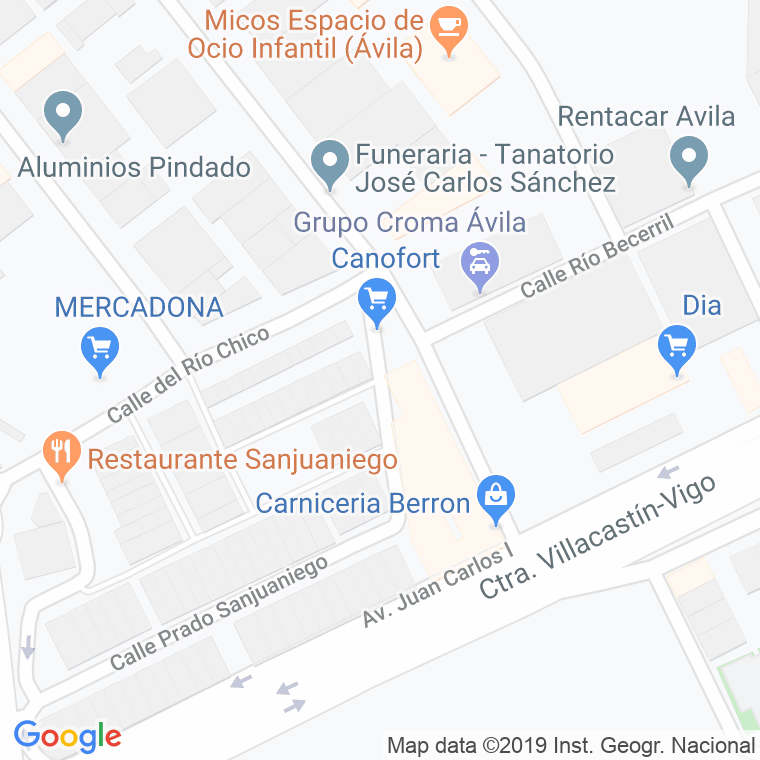 Código Postal calle Rio Sequillo en Ávila