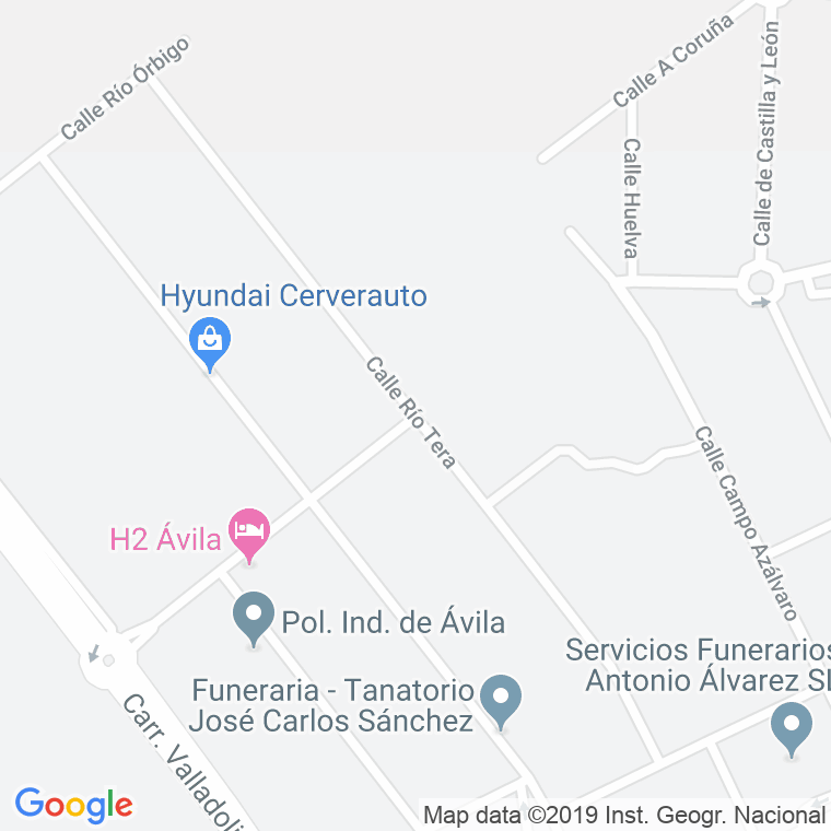 Código Postal calle Rio Tera en Ávila