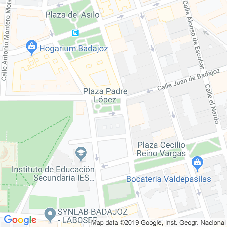Código Postal calle Padre Lopez, plaza en Badajoz