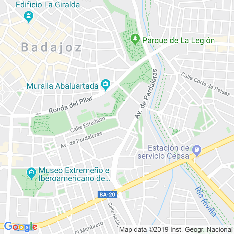 Código Postal calle Pardaleras, avenida en Badajoz