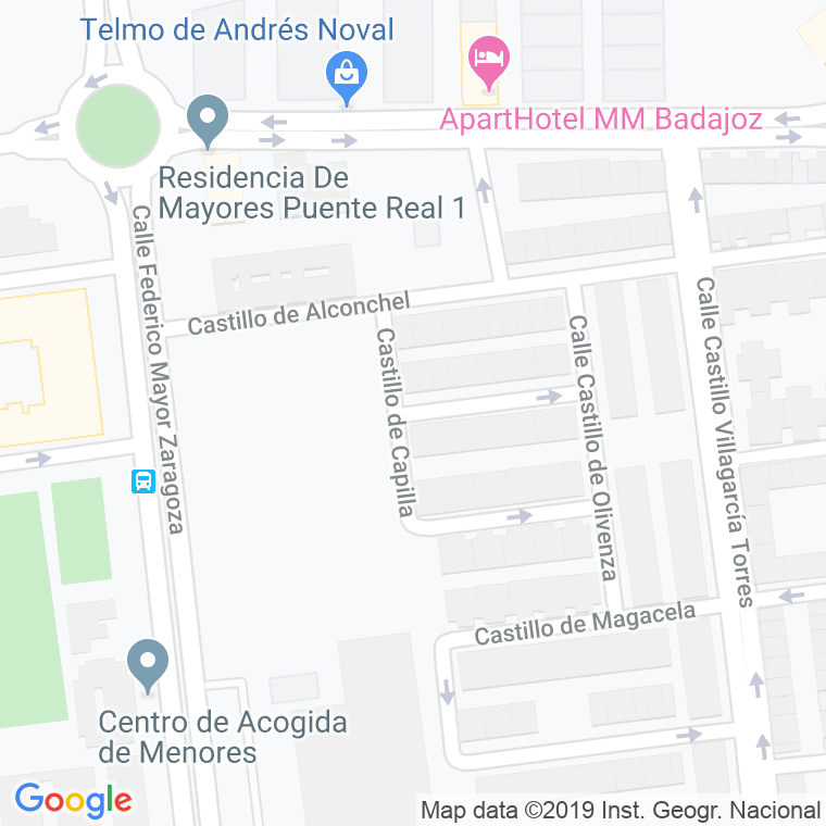 Código Postal calle Castillo De Cheles en Badajoz