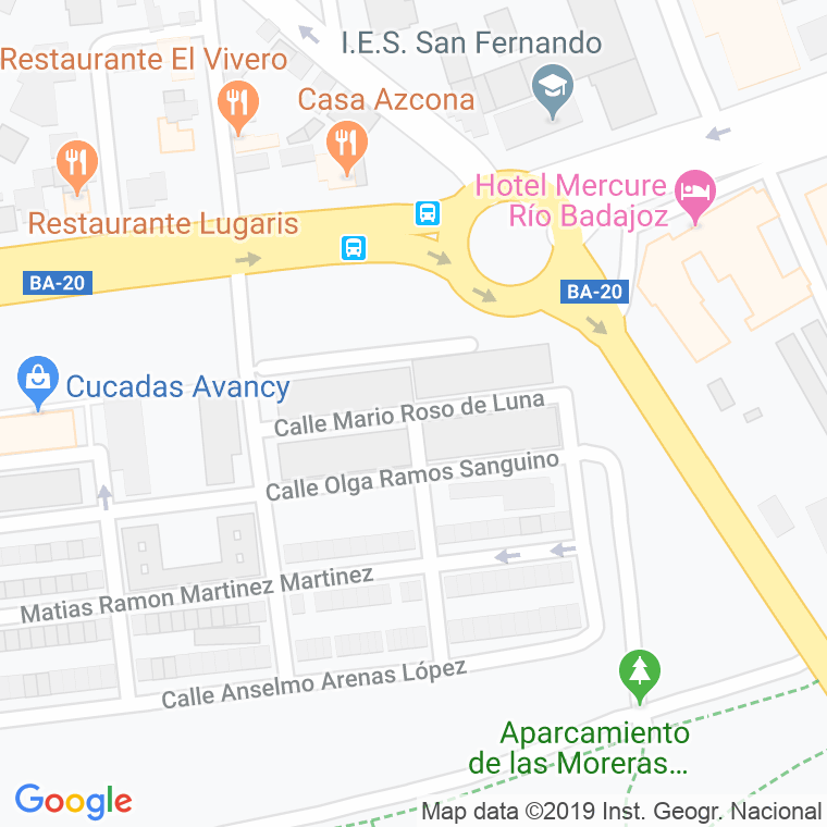 Código Postal calle Mario Rosso De Luna en Badajoz
