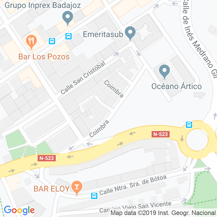 Código Postal calle Coimbra en Badajoz