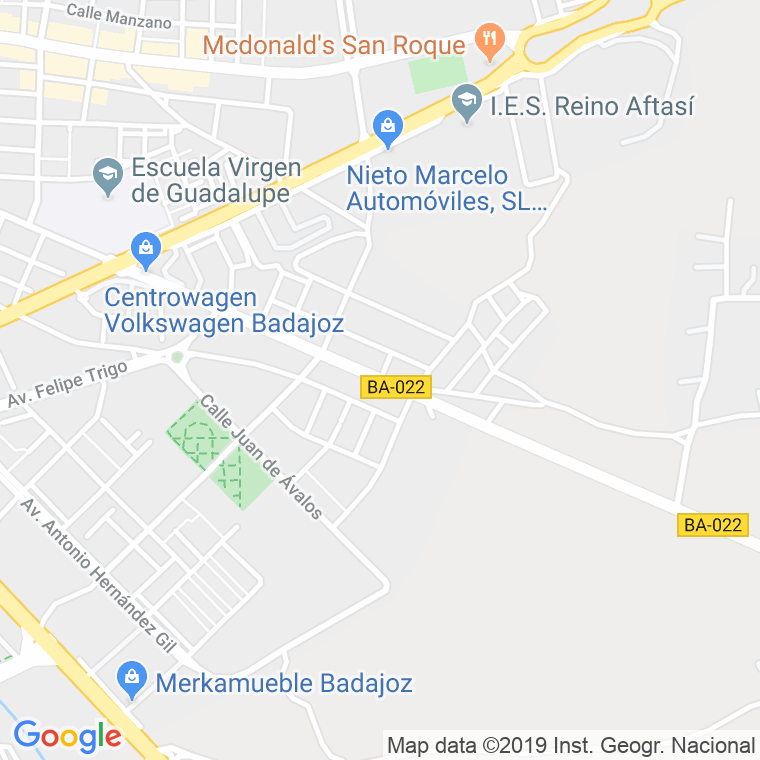 Código Postal calle Corte De Peleas, Traseras en Badajoz