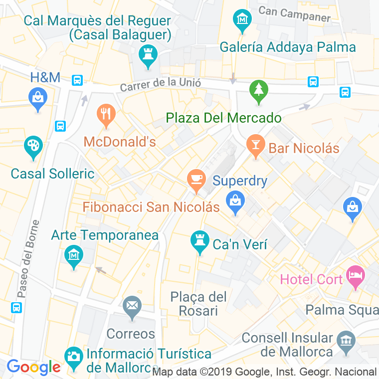 Código Postal calle Frederic Chopin, plaça en Palma de Mallorca