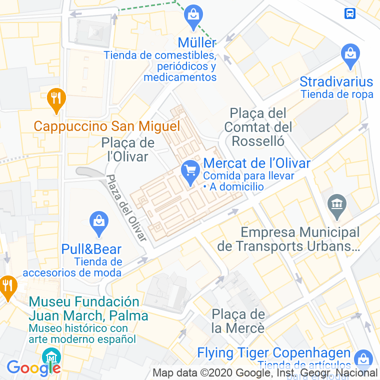 Código Postal calle Olivar, mercado en Palma de Mallorca