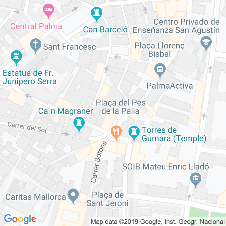 Código Postal calle Pes De La Palla, plaça en Palma de Mallorca