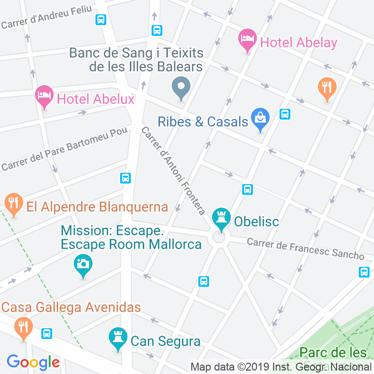 Código Postal calle Antoni Frontera en Palma de Mallorca