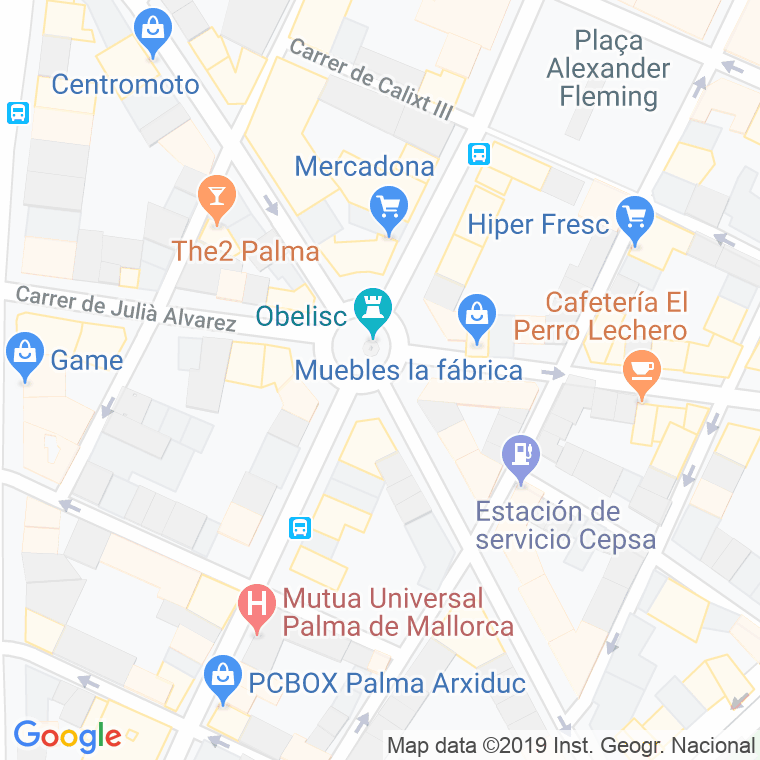 Código Postal calle Cardenal Reig, plaça en Palma de Mallorca