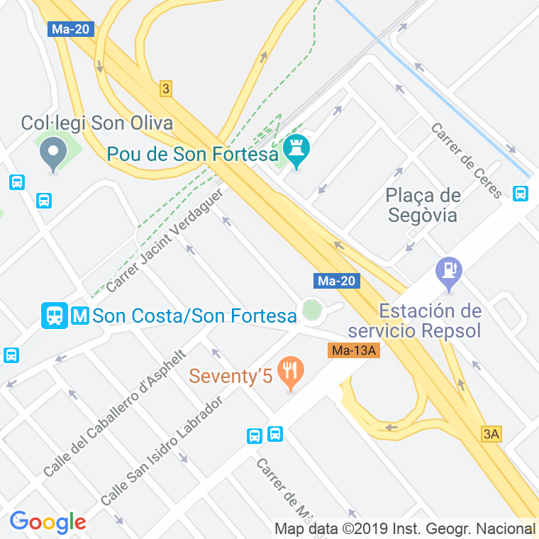 Código Postal calle Pilar Montaner en Palma de Mallorca