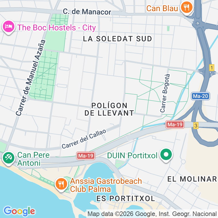 Código postal de 57 (poligono Levante) en Palma de Mallorca