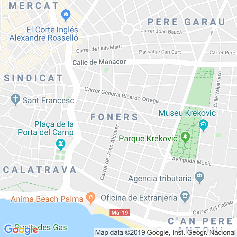 Código Postal calle Jeroni Pou en Palma de Mallorca