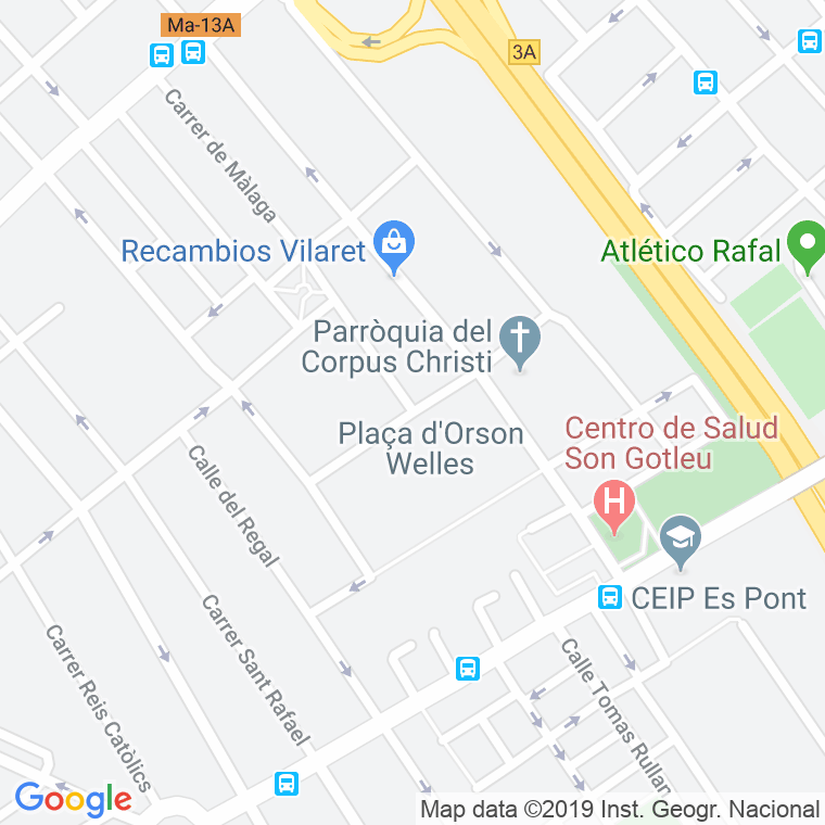 Código Postal calle Orson Welles, plaça en Palma de Mallorca
