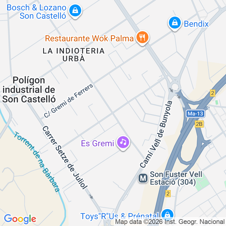 Código postal de C Gremi Teixidors en Polig Indus Son Castello