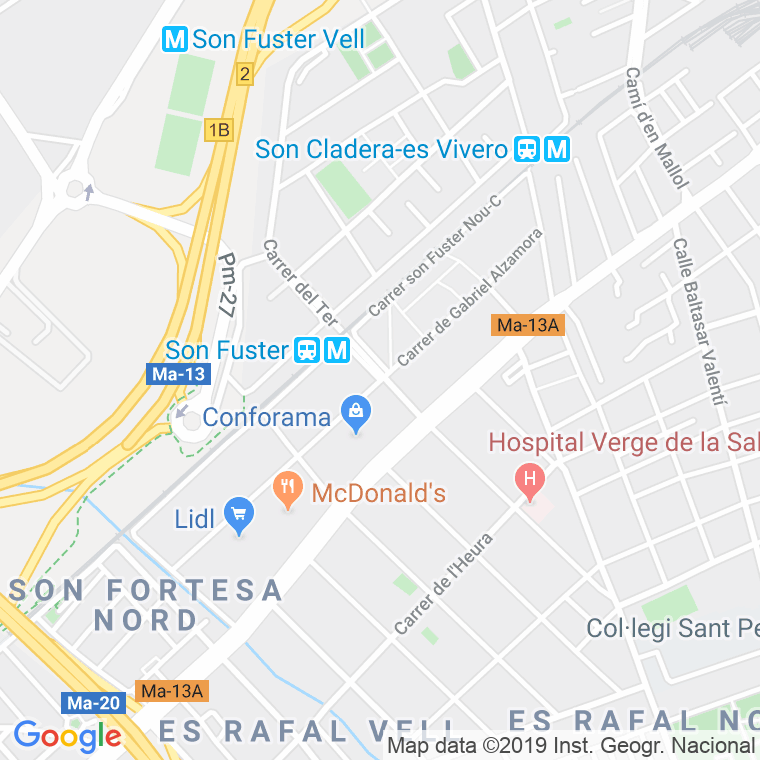 Código Postal calle Gabriel Alzamora en Palma de Mallorca