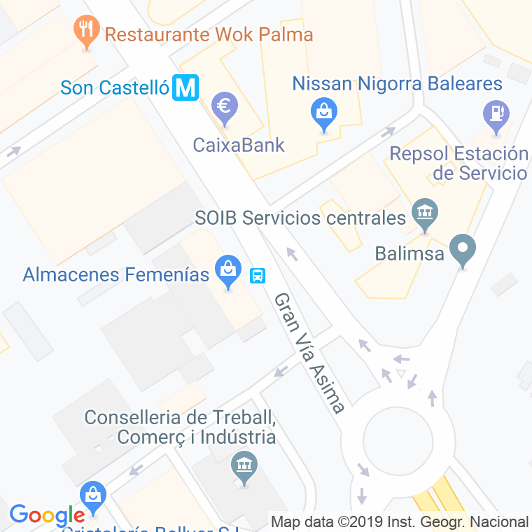 Código Postal calle Gran Via Asima en Palma de Mallorca