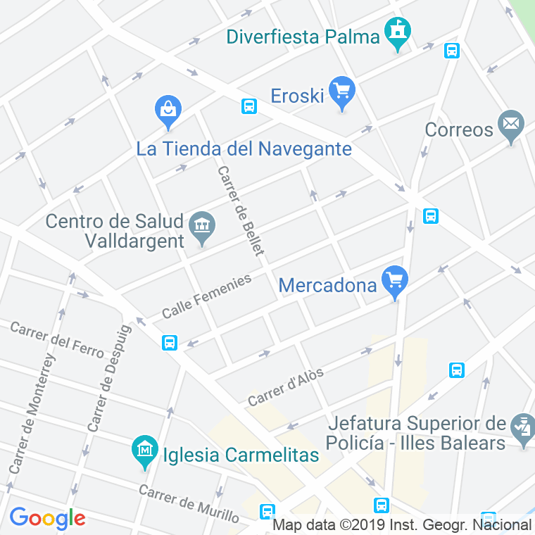 Código Postal calle Femenies en Palma de Mallorca