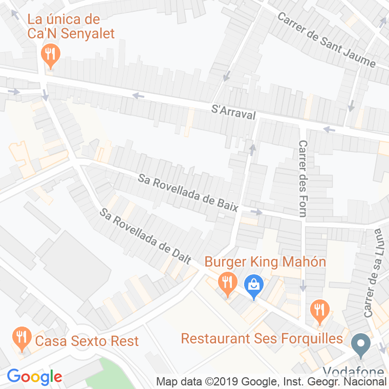 Código Postal calle Rovellada De Baix en Maó
