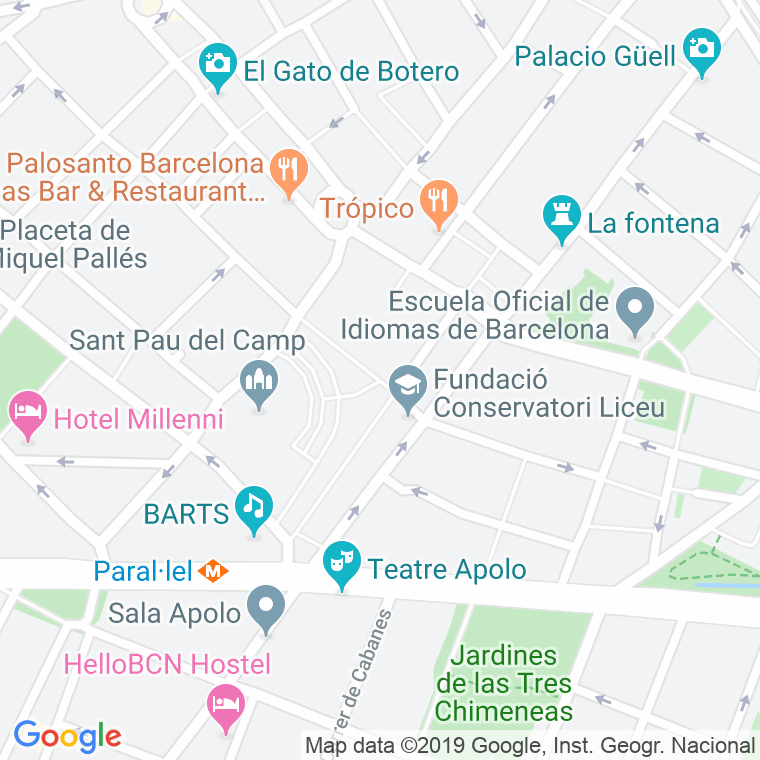 Código Postal calle Jardins Els Horts De Sant Pau en Barcelona