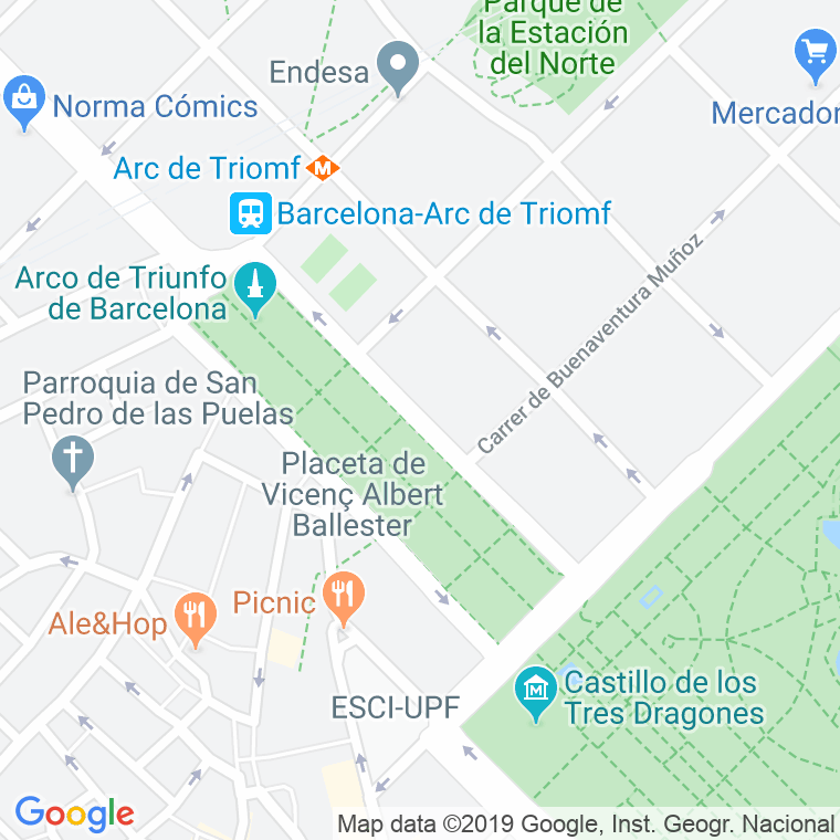 Código postal de Lluis Companys, Passeig (impares del 1 al 21) en Barcelona