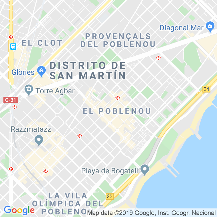 Código postal de Pujades, de   (impares del 1 al 3)  (pares del 2 al 4) en Barcelona