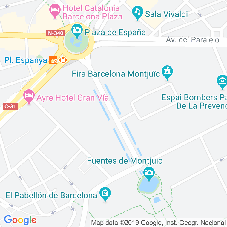 Código Postal calle Reina Maria Cristina, De La, avinguda en Barcelona