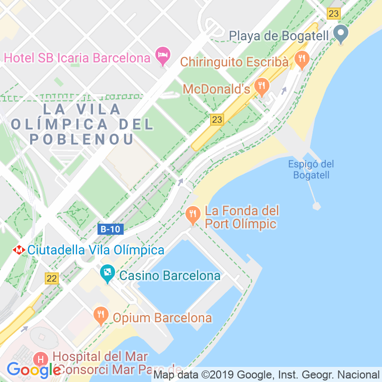 Código Postal calle Maritim Del Port Olimpic, passeig en Barcelona