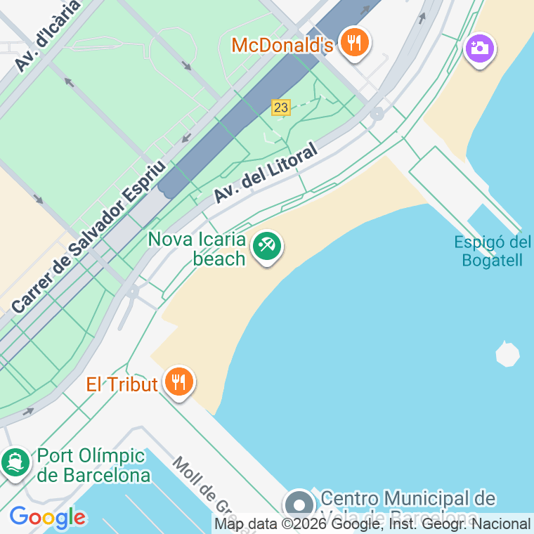 Código postal de Nova Icaria, de La, Platja en Barcelona