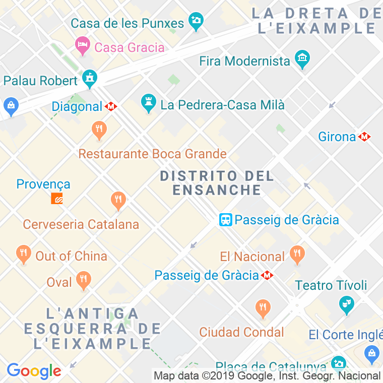 Código Postal calle Gracia, De, passeig (Impares Del 1 Al 61)  (Pares Del 2 Al 72) en Barcelona